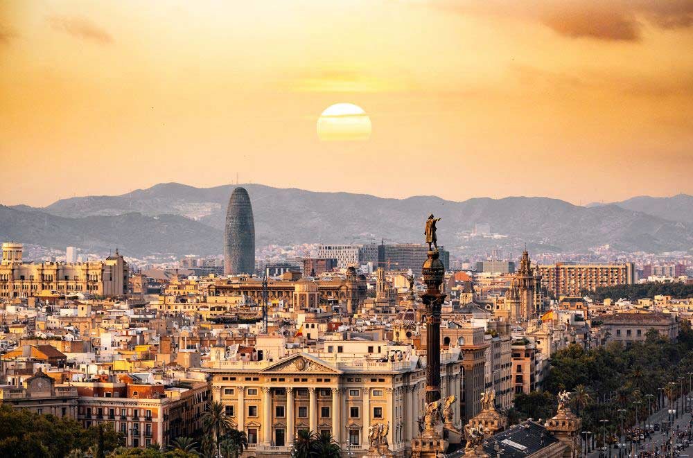 Beautiful view on sunset in Barcelona