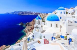 Great summer day and beautiful view from Santorini