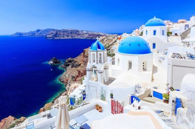 Great summer day and beautiful view from Santorini
